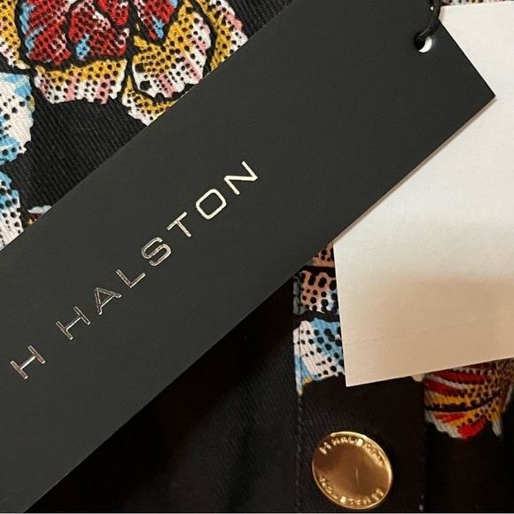 H HALSTON FLORAL JUMPSUIT PUFF SLEEVE MULTICOLOR XS NWT - Picture 7 of 9